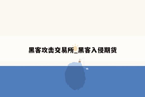 黑客攻击交易所_黑客入侵期货