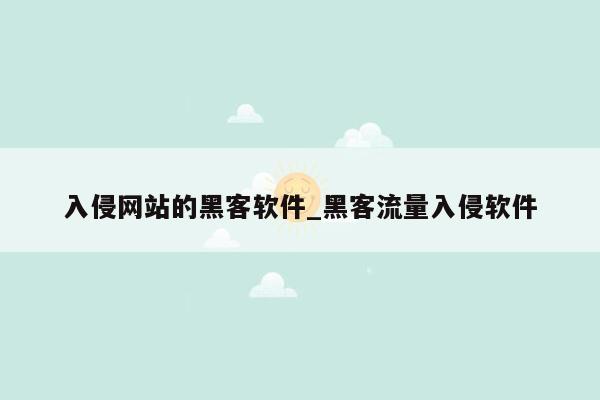 入侵网站的黑客软件_黑客流量入侵软件