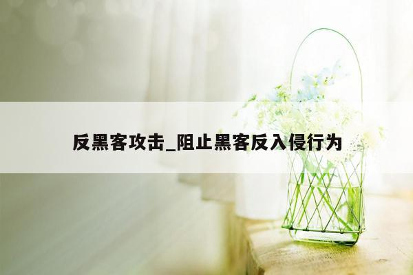 反黑客攻击_阻止黑客反入侵行为