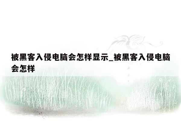 被黑客入侵电脑会怎样显示_被黑客入侵电脑会怎样