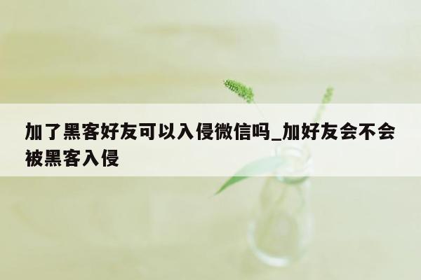 加了黑客好友可以入侵微信吗_加好友会不会被黑客入侵