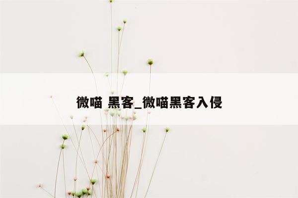 微喵 黑客_微喵黑客入侵