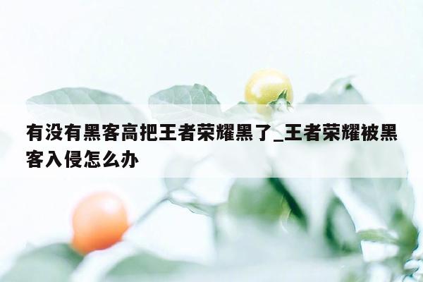 有没有黑客高把王者荣耀黑了_王者荣耀被黑客入侵怎么办