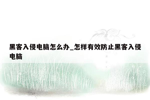 黑客入侵电脑怎么办_怎样有效防止黑客入侵电脑