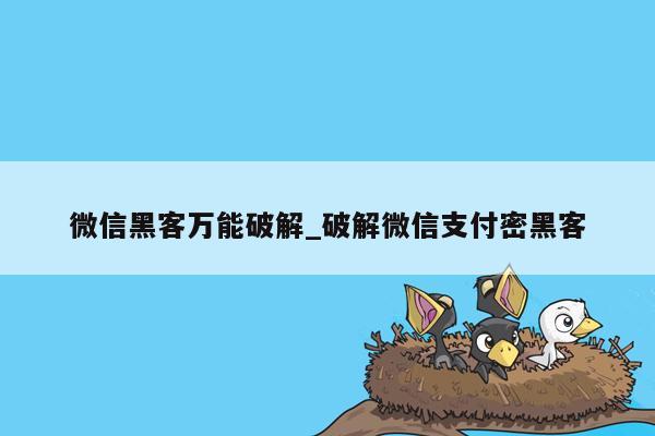 微信黑客万能破解_破解微信支付密黑客