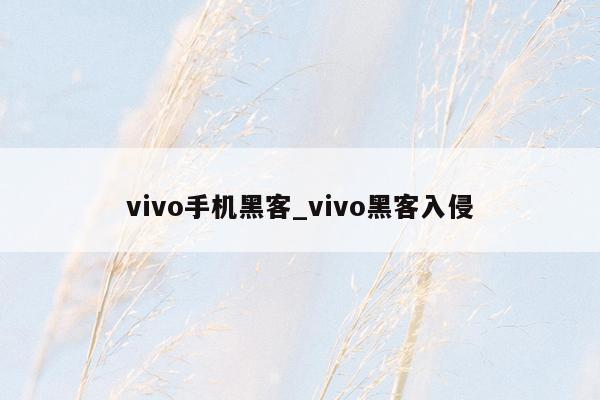 vivo手机黑客_vivo黑客入侵