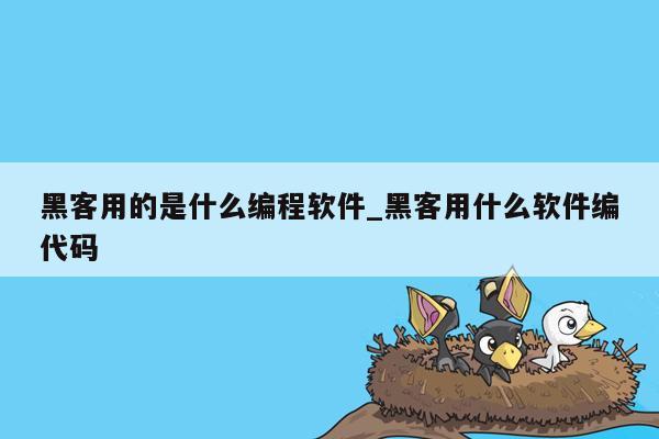 黑客用的是什么编程软件_黑客用什么软件编代码