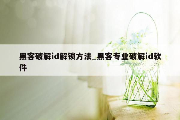 黑客破解id解锁方法_黑客专业破解id软件