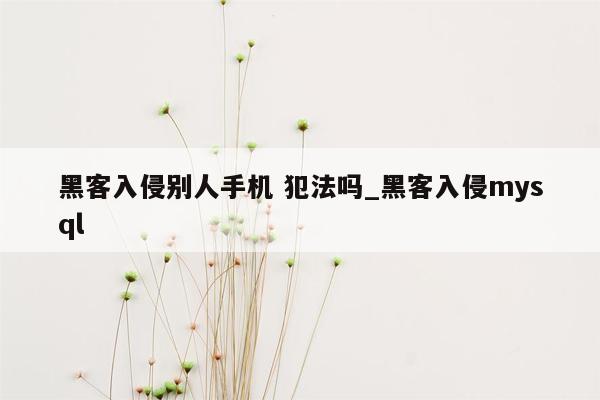 黑客入侵别人手机 犯法吗_黑客入侵mysql