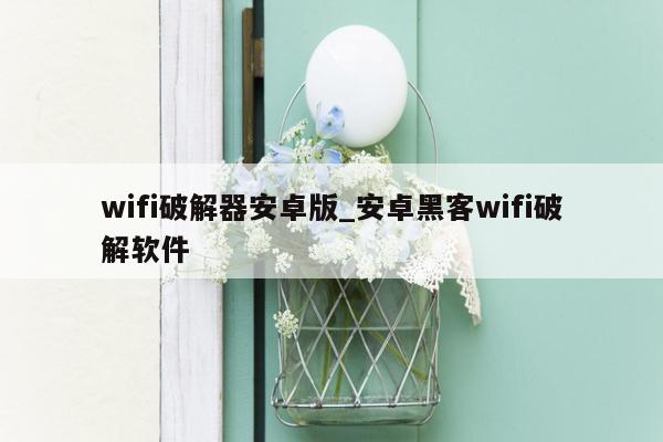 wifi破解器安卓版_安卓黑客wifi破解软件