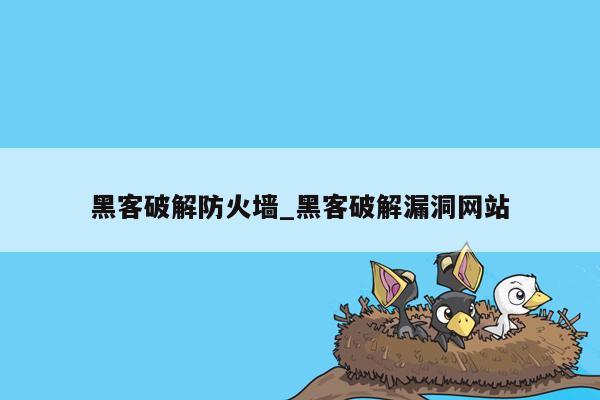 黑客破解防火墙_黑客破解漏洞网站