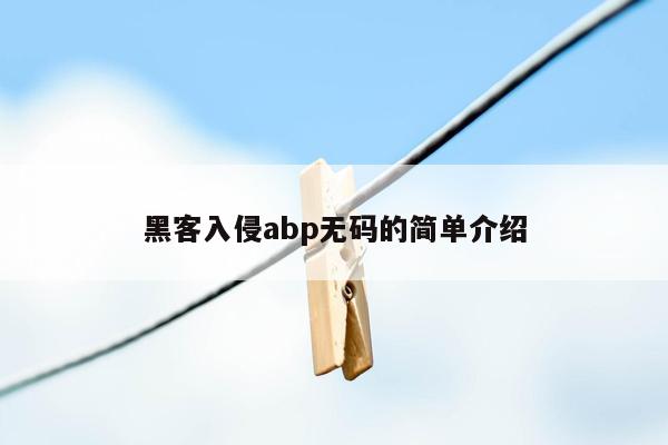 黑客入侵abp无码的简单介绍