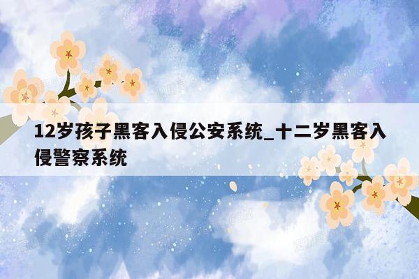 12岁孩子黑客入侵公安系统_十二岁黑客入侵警察系统