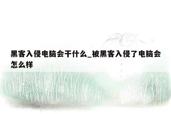 黑客入侵电脑会干什么_被黑客入侵了电脑会怎么样