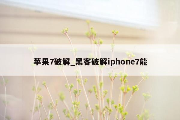 苹果7破解_黑客破解iphone7能
