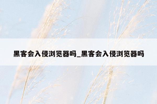黑客会入侵浏览器吗_黑客会入侵浏览器吗