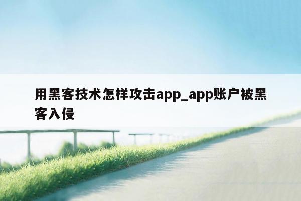 用黑客技术怎样攻击app_app账户被黑客入侵