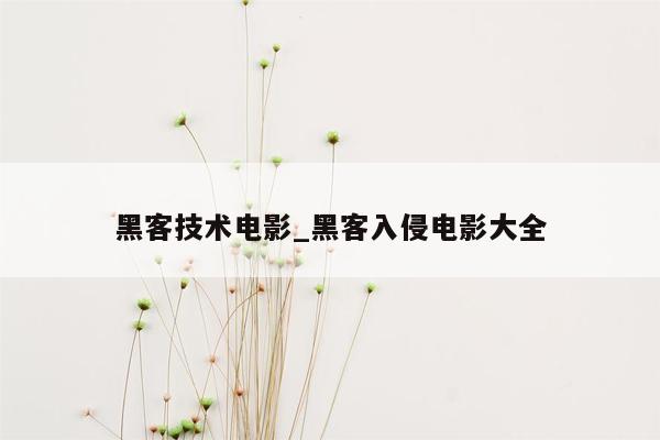 黑客技术电影_黑客入侵电影大全