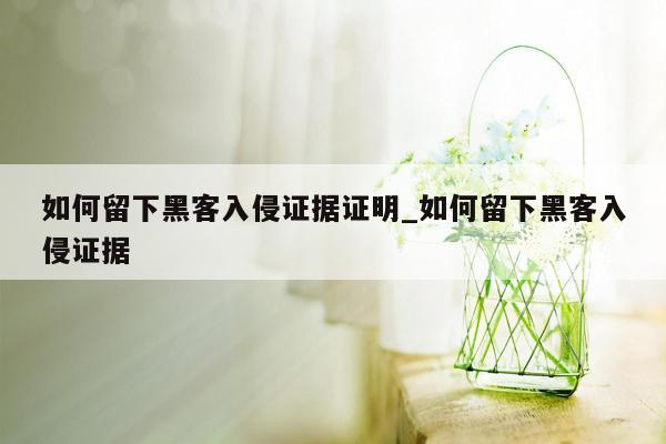 如何留下黑客入侵证据证明_如何留下黑客入侵证据