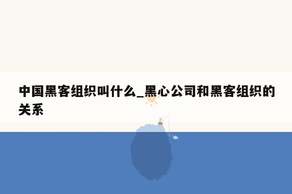 中国黑客组织叫什么_黑心公司和黑客组织的关系