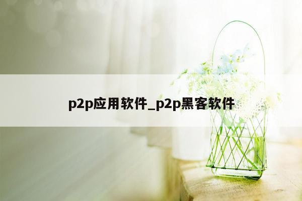 p2p应用软件_p2p黑客软件