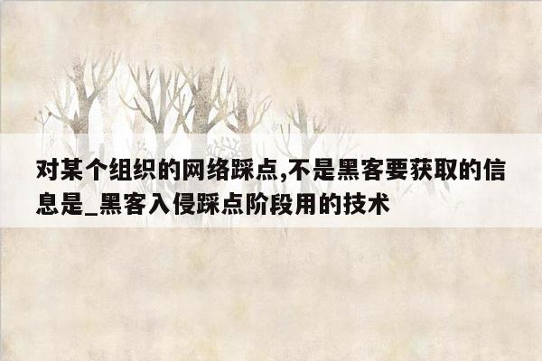 对某个组织的网络踩点,不是黑客要获取的信息是_黑客入侵踩点阶段用的技术