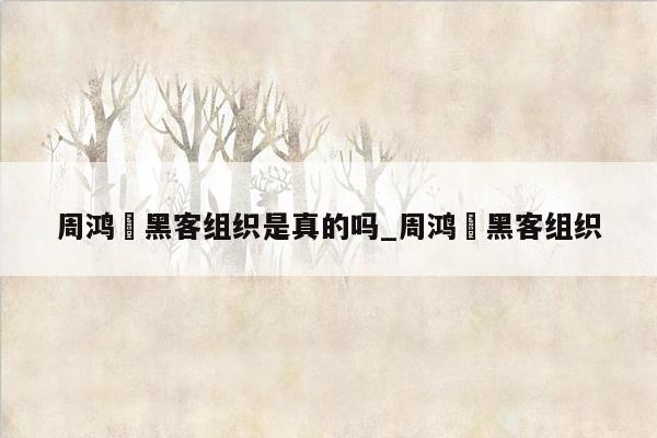 周鸿祎黑客组织是真的吗_周鸿祎黑客组织