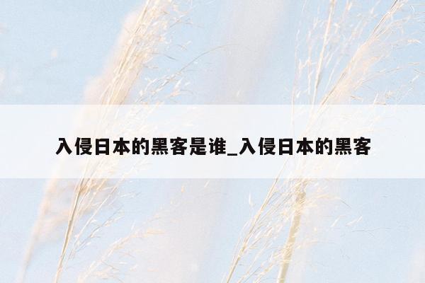 入侵日本的黑客是谁_入侵日本的黑客