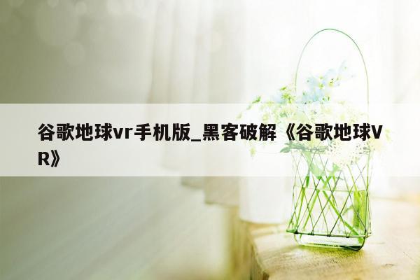 谷歌地球vr手机版_黑客破解《谷歌地球VR》