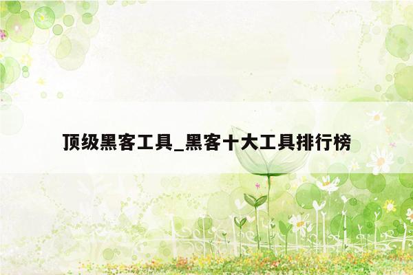 顶级黑客工具_黑客十大工具排行榜