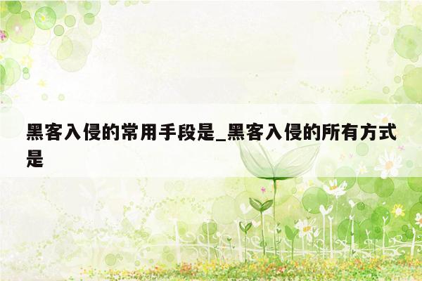 黑客入侵的常用手段是_黑客入侵的所有方式是