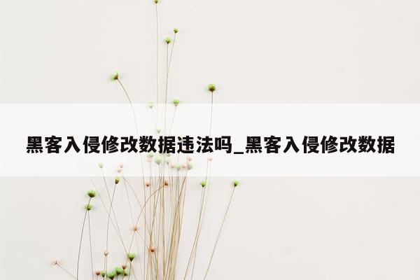 黑客入侵修改数据违法吗_黑客入侵修改数据