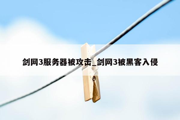剑网3服务器被攻击_剑网3被黑客入侵