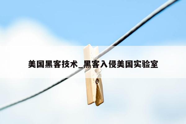 美国黑客技术_黑客入侵美国实验室