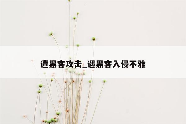 遭黑客攻击_遇黑客入侵不雅