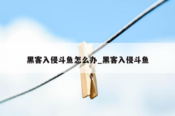 黑客入侵斗鱼怎么办_黑客入侵斗鱼