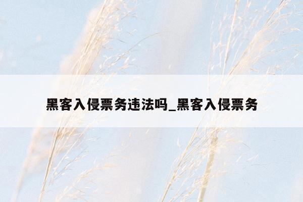 黑客入侵票务违法吗_黑客入侵票务