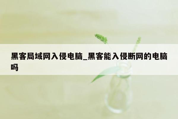 黑客局域网入侵电脑_黑客能入侵断网的电脑吗