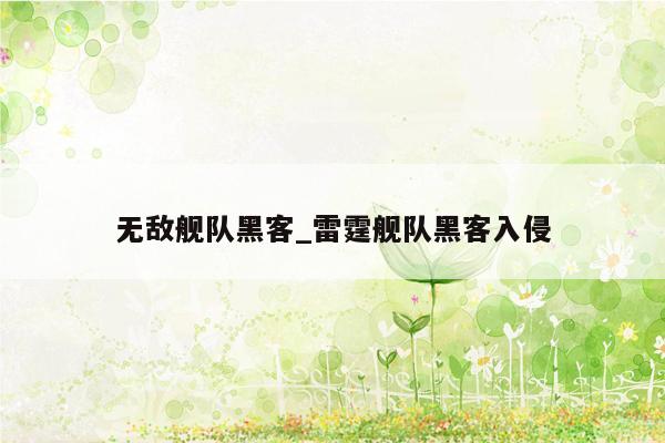 无敌舰队黑客_雷霆舰队黑客入侵
