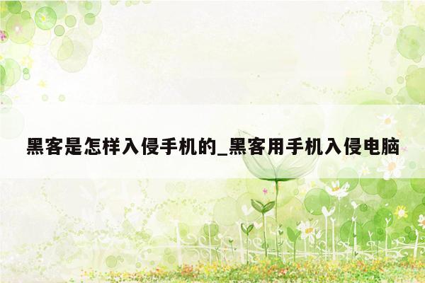 黑客是怎样入侵手机的_黑客用手机入侵电脑