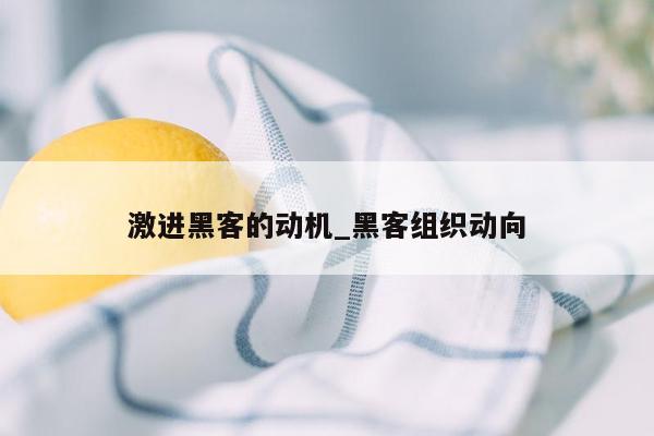 激进黑客的动机_黑客组织动向