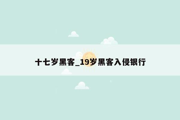 十七岁黑客_19岁黑客入侵银行