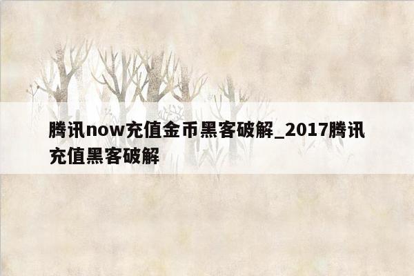 腾讯now充值金币黑客破解_2017腾讯充值黑客破解