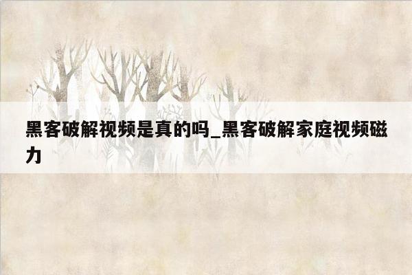 黑客破解视频是真的吗_黑客破解家庭视频磁力