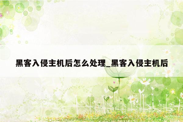 黑客入侵主机后怎么处理_黑客入侵主机后