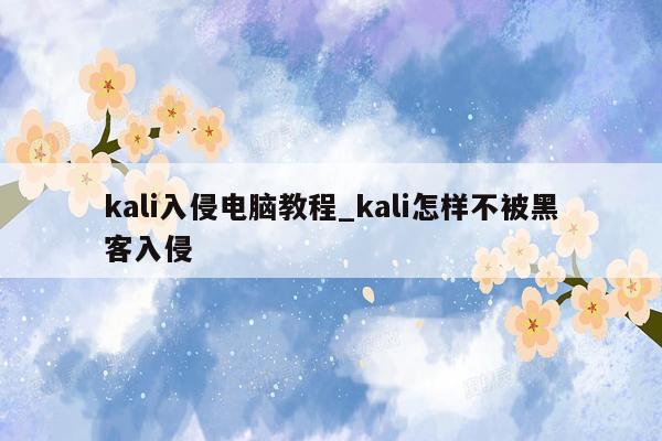 kali入侵电脑教程_kali怎样不被黑客入侵