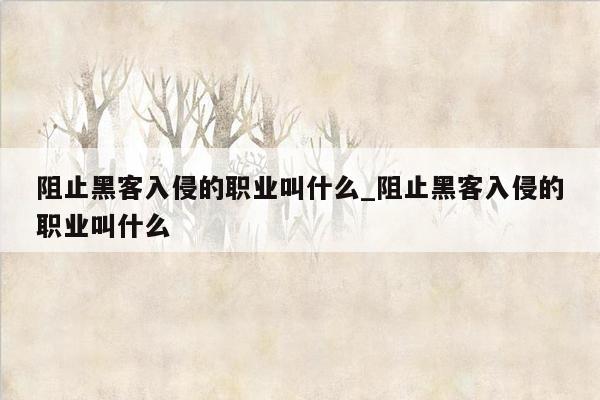 阻止黑客入侵的职业叫什么_阻止黑客入侵的职业叫什么