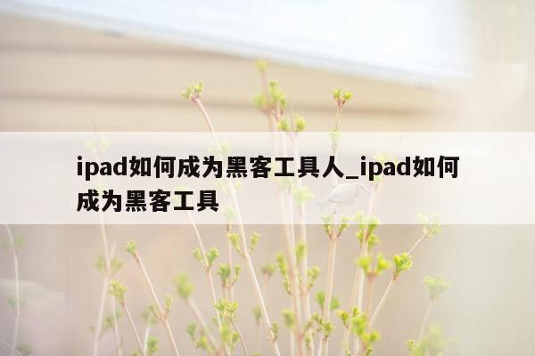 ipad如何成为黑客工具人_ipad如何成为黑客工具