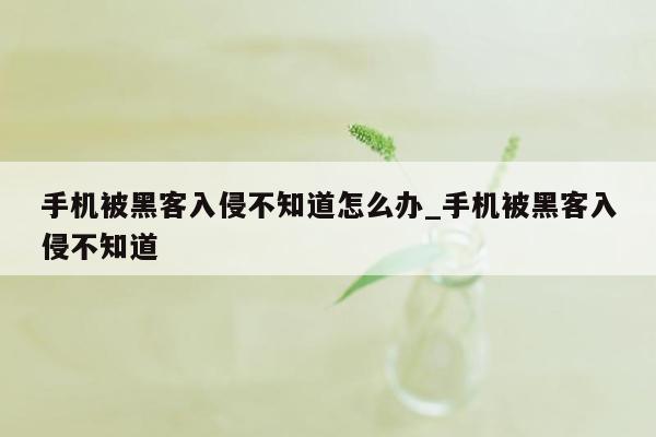 手机被黑客入侵不知道怎么办_手机被黑客入侵不知道