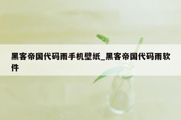 黑客帝国代码雨手机壁纸_黑客帝国代码雨软件